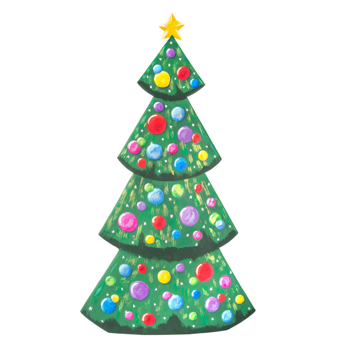 Merry & Bright Tree Yard stake easel with matte finish in red green gold and white holiday colors