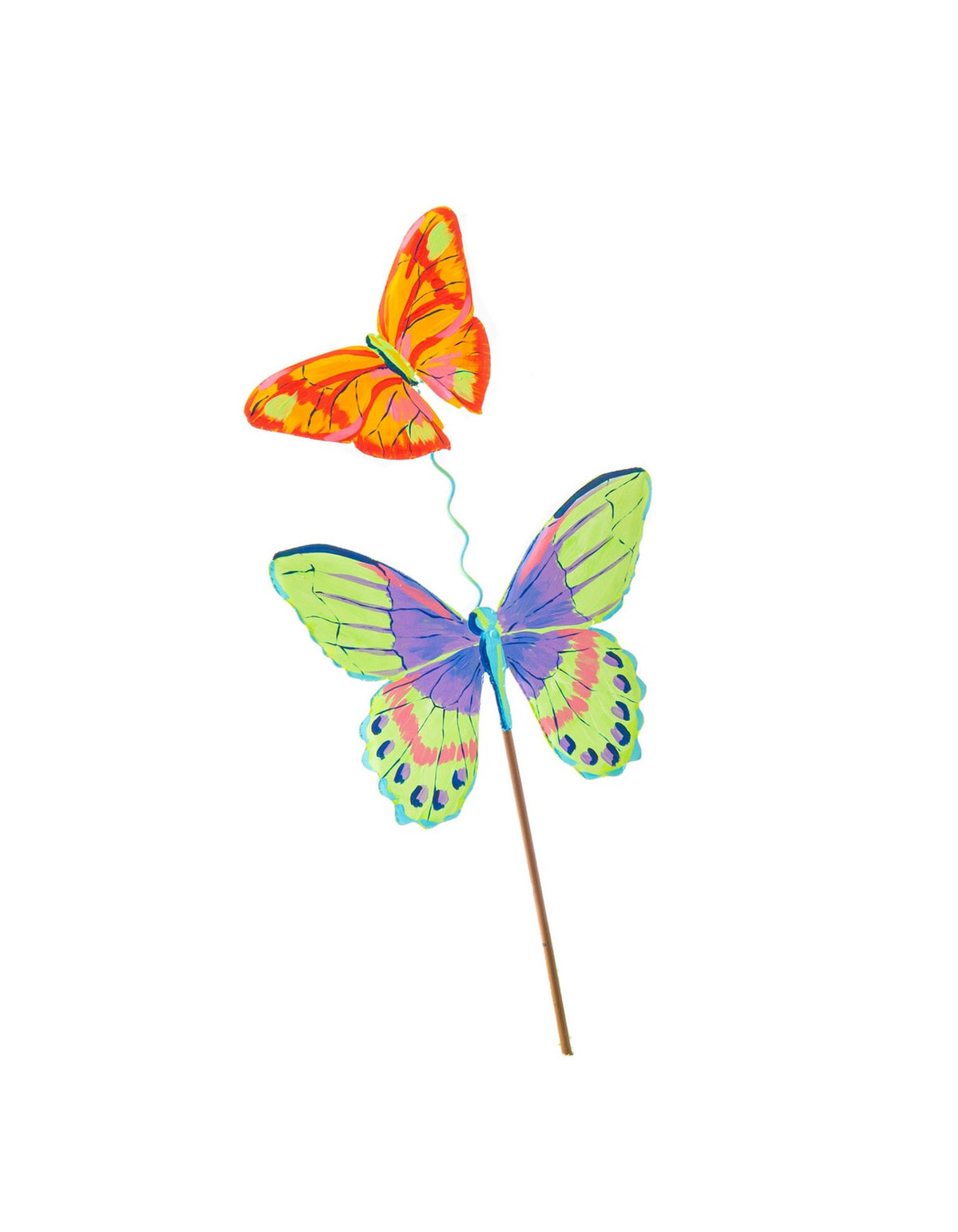 Artful Butterflies decorative stake with a butterfly motif in natural tones.