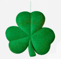 Green PVC flocked shamrock-shaped decorative item with textured surface.