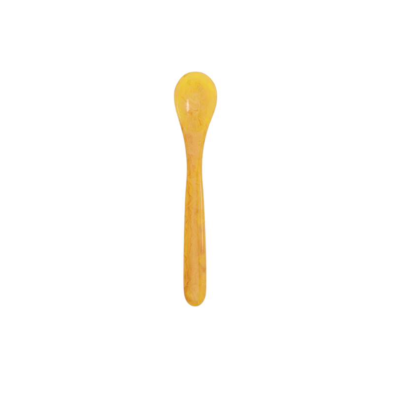 Yellow marbled resin Color Pop Spoon with a rounded bowl and slim handle.