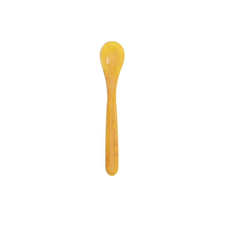Yellow marbled resin Color Pop Spoon with a rounded bowl and slim handle.