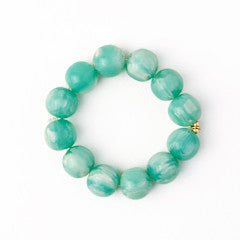 Cece Large Resin Bead Bracelet featuring oversized, marbled teal and white resin beads.