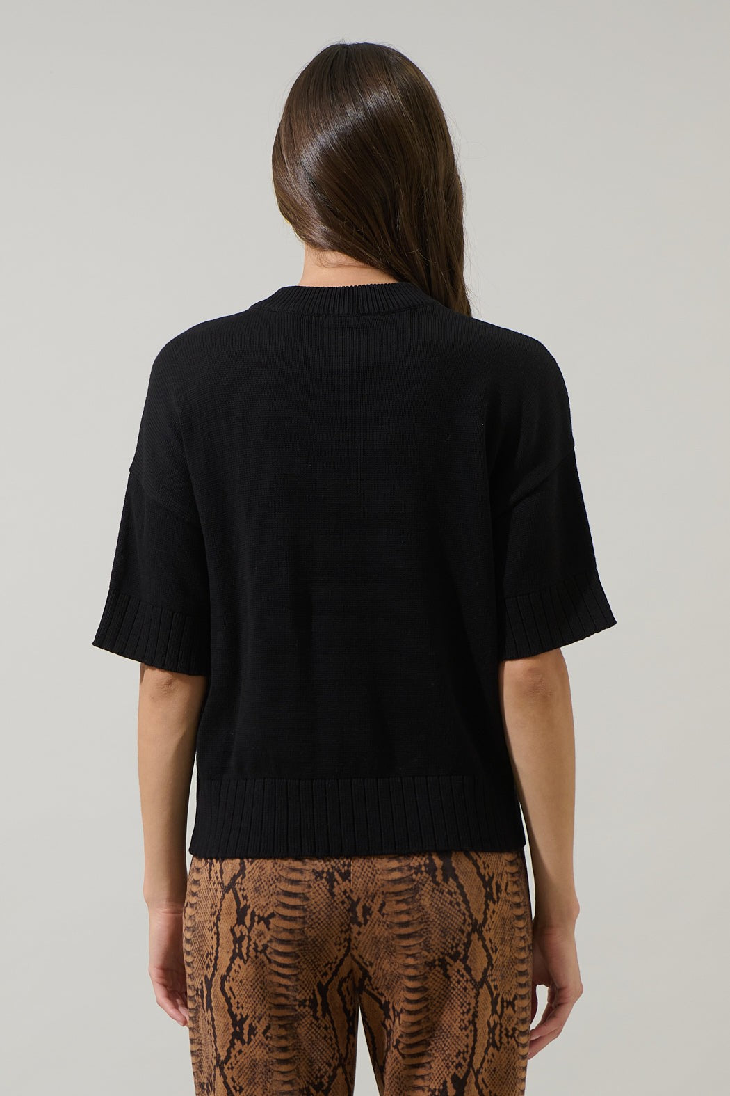 Women's Novah drop shoulder sweater top in ribbed cotton with relaxed fit.