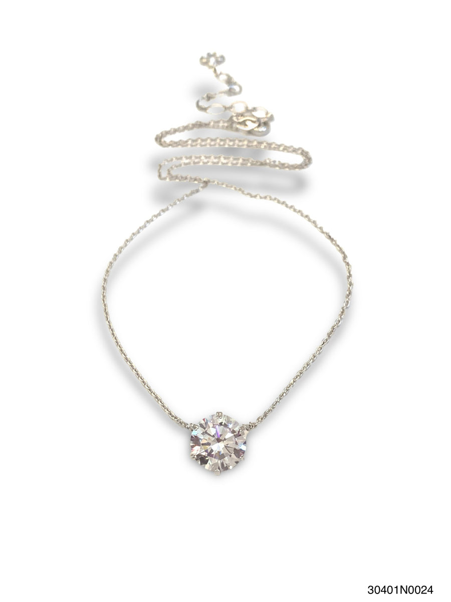 Ava short necklace featuring a high-quality cubic zirconia pendant on an 16-18 inch chain with a lobster claw clasp.