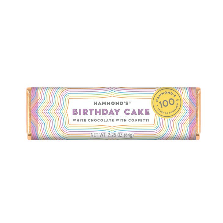 Individually wrapped milk chocolate bar with peanut butter and jelly filling.