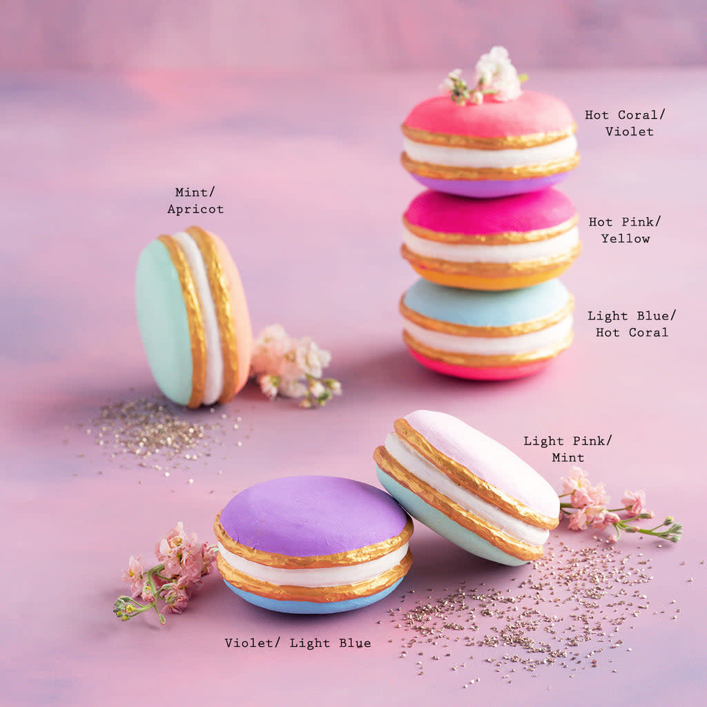 Half & Half macaron home decor with a two-tone cream and pastel pink finish.