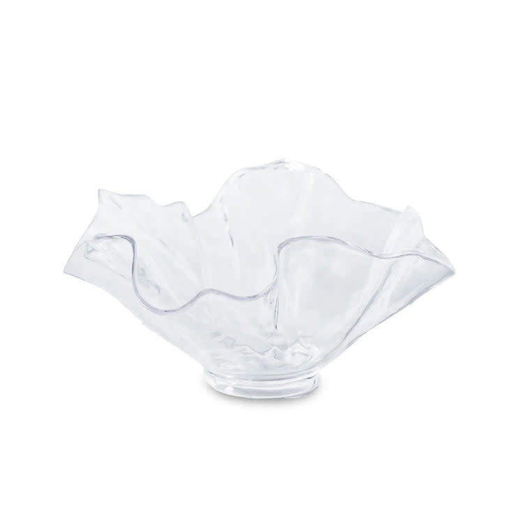 Clear acrylic wine bucket with a modern bloom-shaped rim.