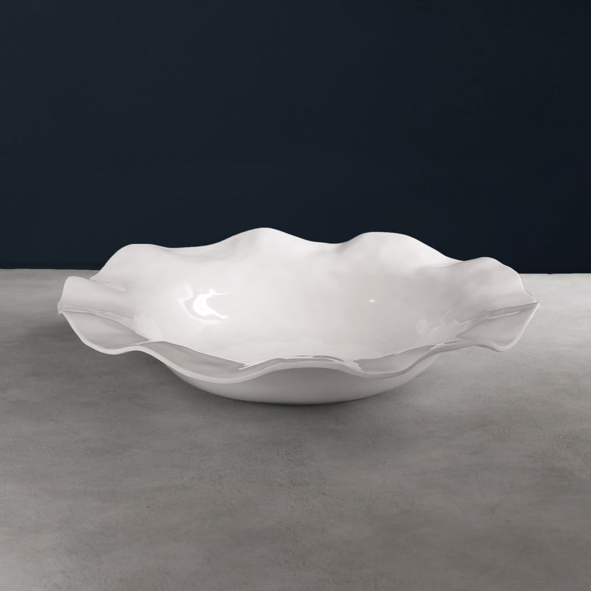 White extra large melamine serving bowl from the VIDA Havana Collection