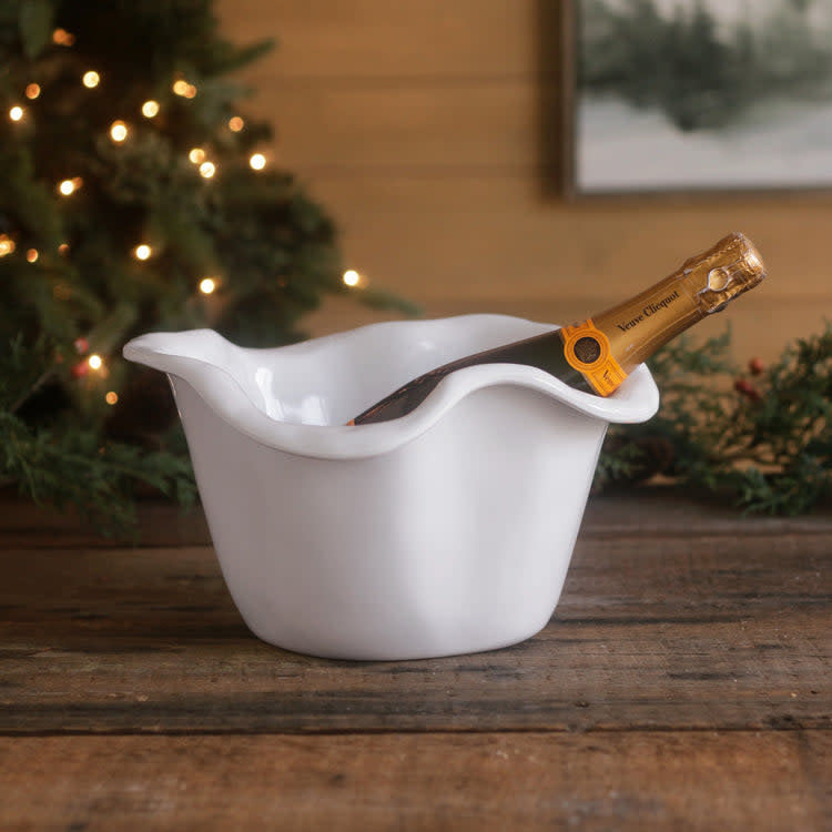 White VIDA Havana melamine ice bucket with a curved handle