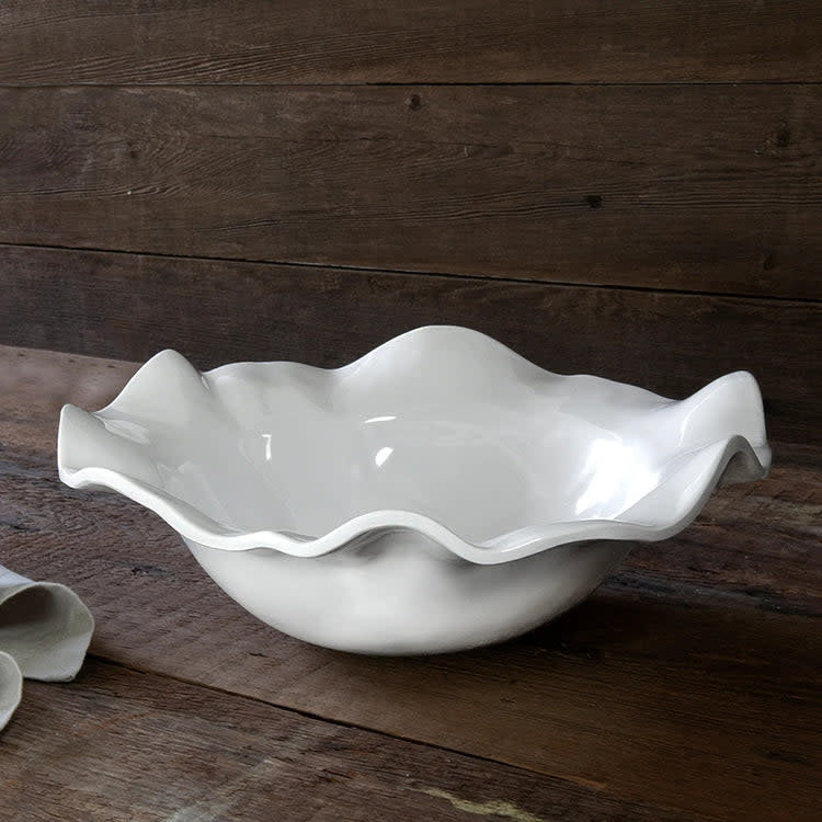White melamine med bowl with Havana-inspired geometric pattern
