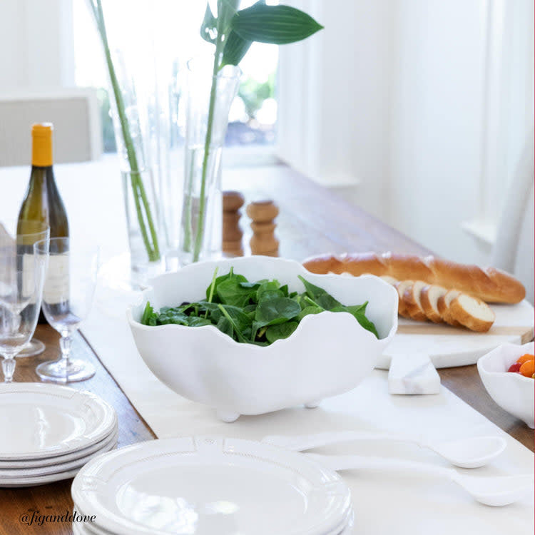 Large white melamine bowl with a wide rim and deep basin.