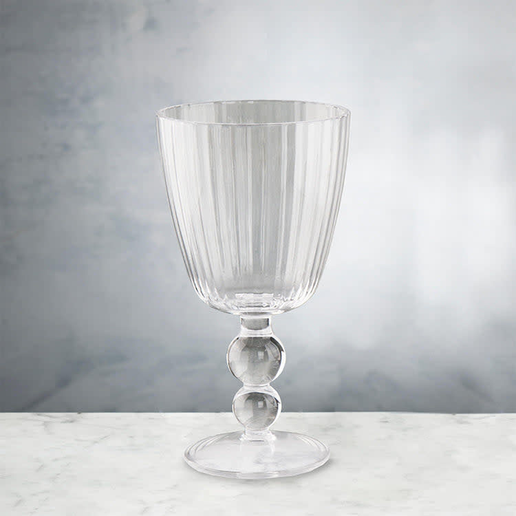 Clear acrylic all-purpose glass with a rippling texture stem holding up to 14 oz.