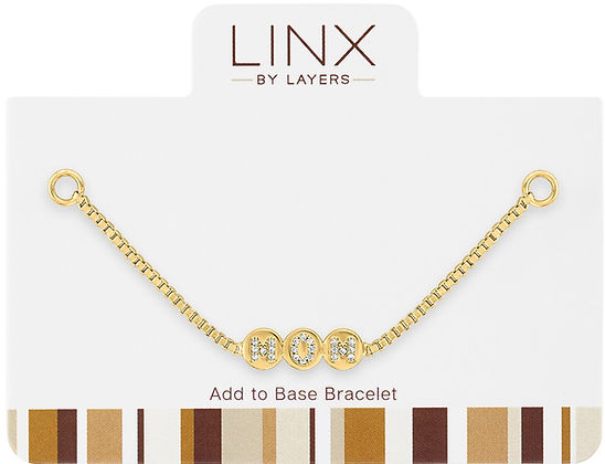 Gold MOM LINX Add-On charm designed to enhance a bracelet with classic modern styling.