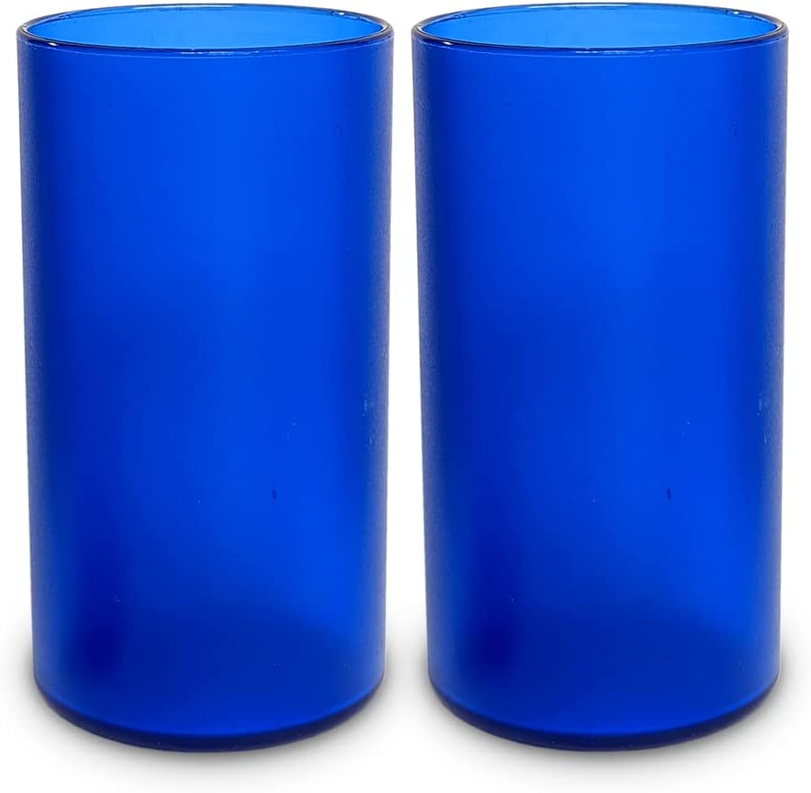 Cobalt blue SAN plastic tumbler with a smooth cylindrical shape.