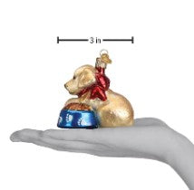 3-inch Labrador retriever puppy ornament with a glossy finish.
