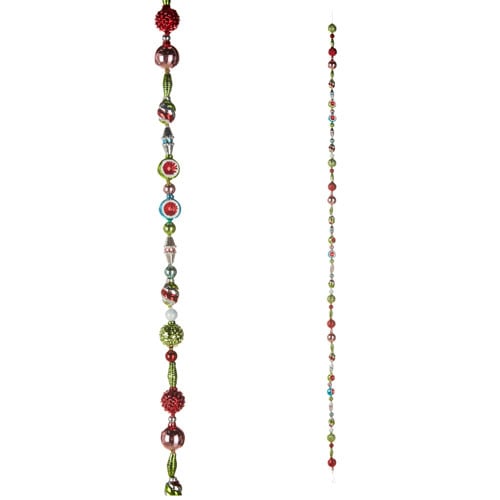 Seven-foot vintage glass garland with multicolor beads in a classic festive silhouette.