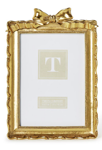Vintage gold resin picture frame with accent bow detail