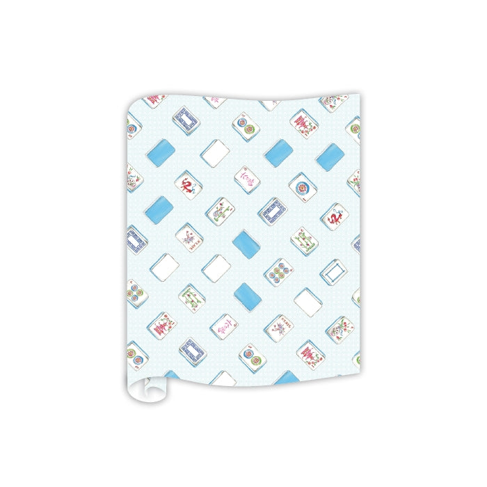 Continuous roll table runner in natural paper texture with a subtle woven pattern.