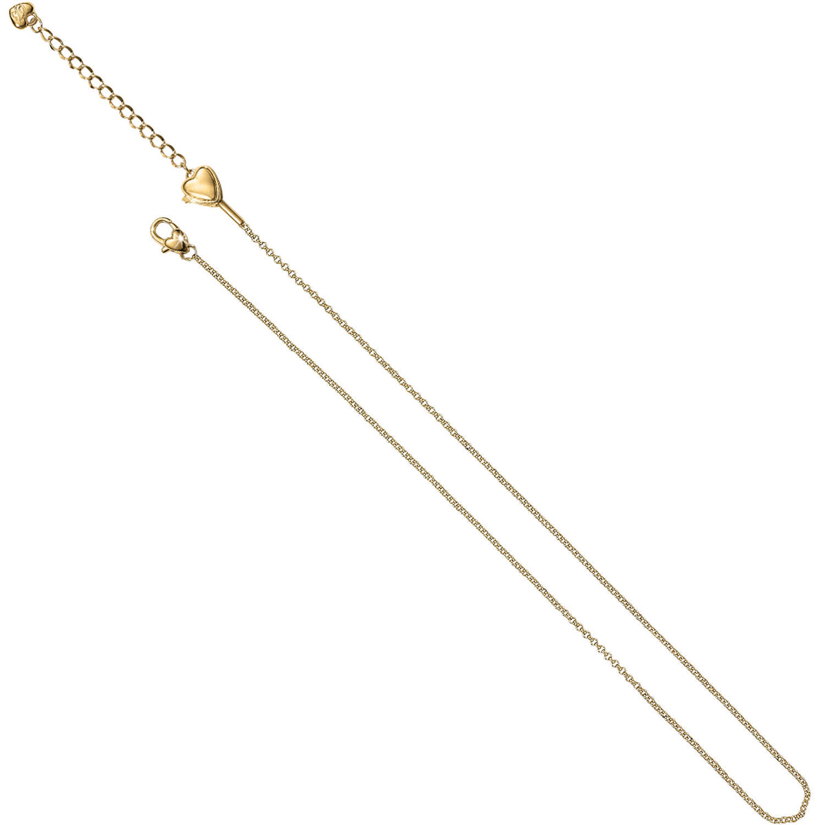 Gold plated adjustable short necklace chain with lobster claw closure.