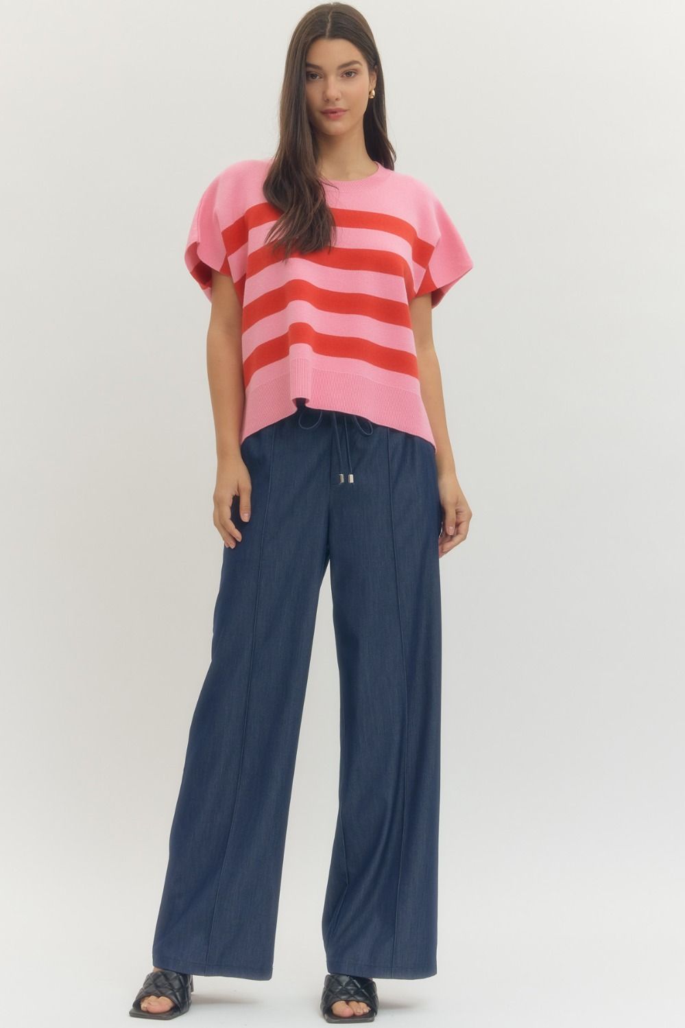 Cindy Solid Short Sleeve Knit Top