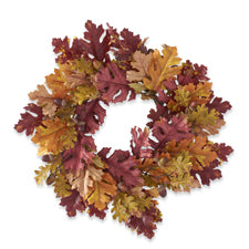 22 Inch Multi Color Fall Oak Leaves Wreath