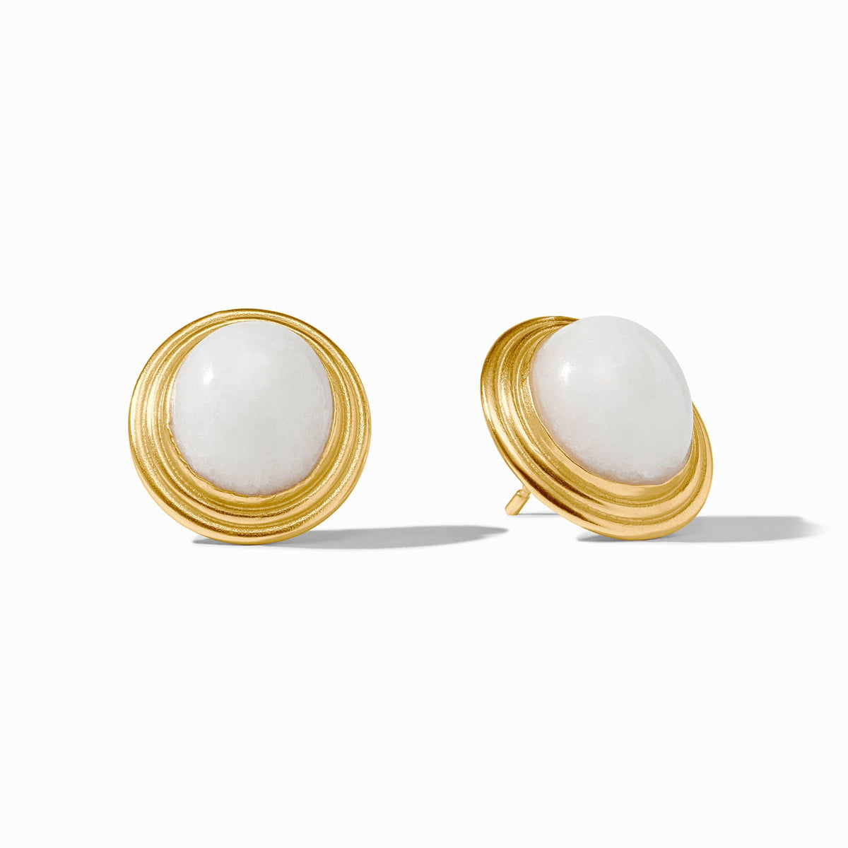 Portofino Stone Stud earrings featuring a jade stone with 24K gold plate on the post and back.