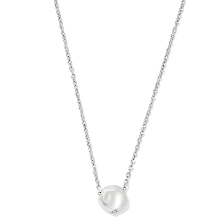 Cascade Round Petite Necklace featuring a silver chain and a polished two-tone round pendant.