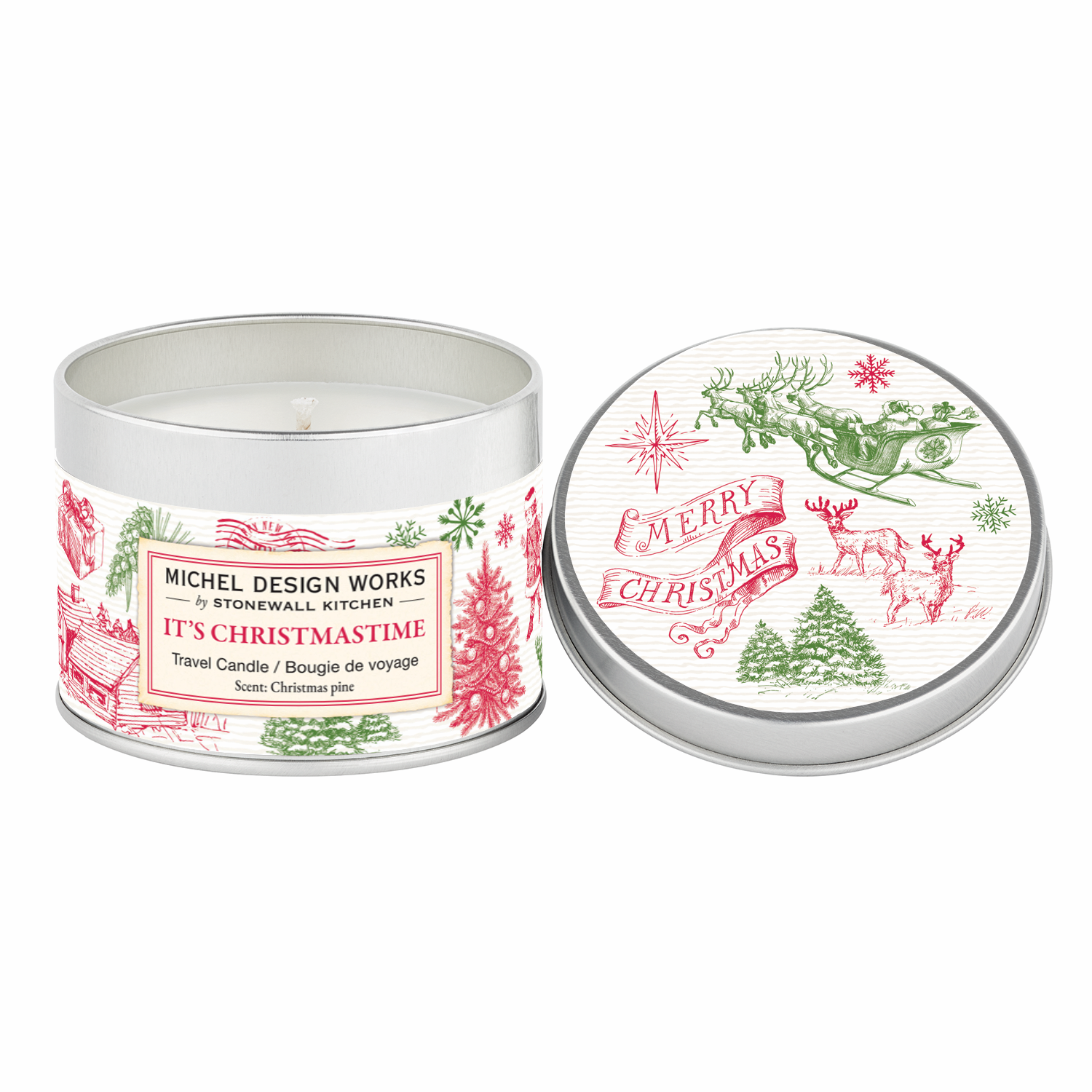 Travel Candle in a clear glass jar with white wax.