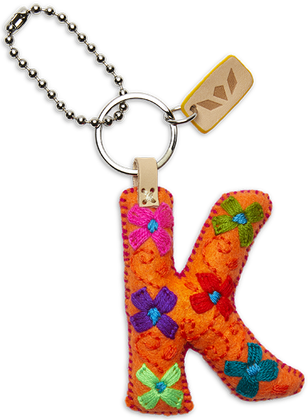 Felt letter charm in bright yellow with attached silver chain