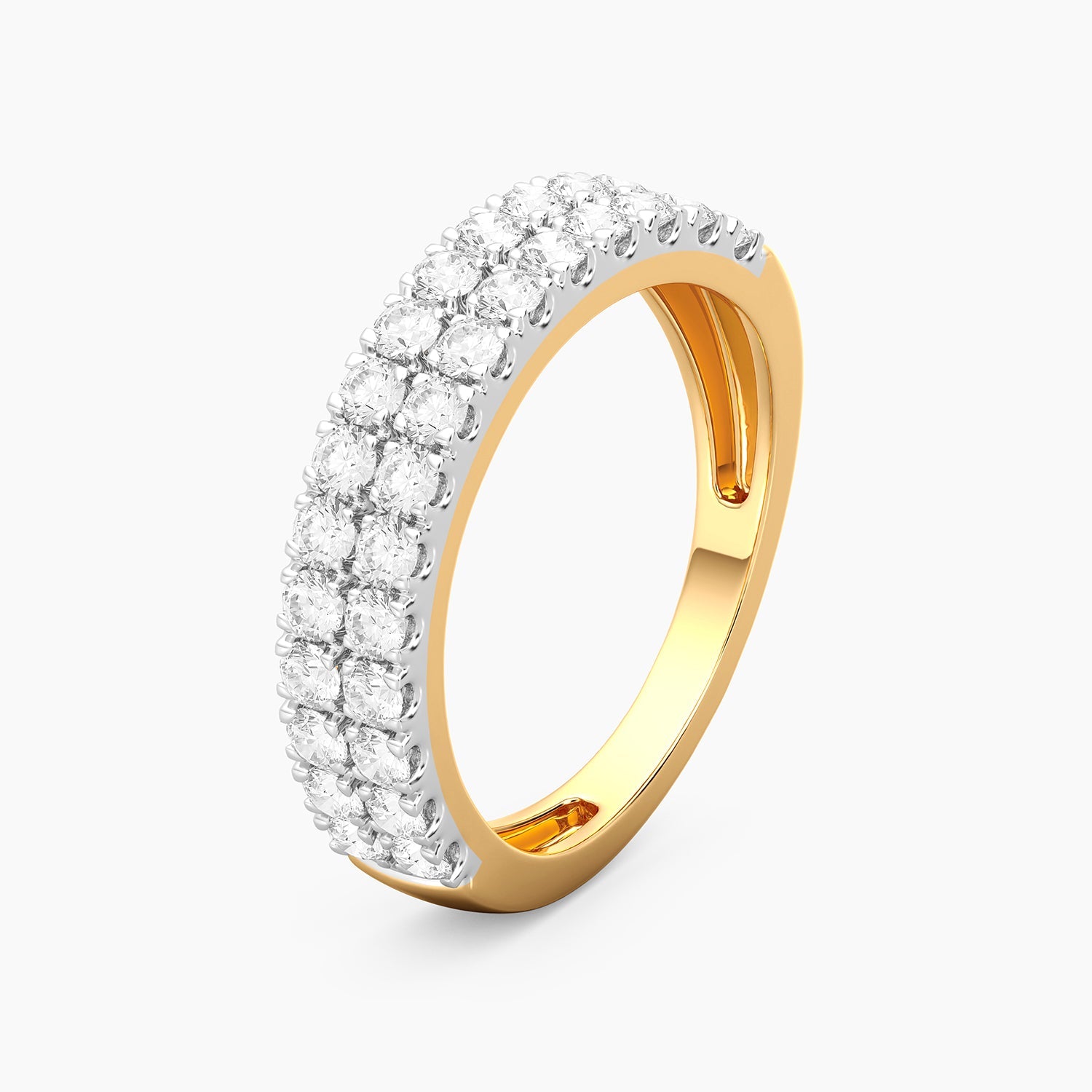 Lab-grown diamond enchantment band ring in silver with a central round stone surrounded by small accent diamonds.