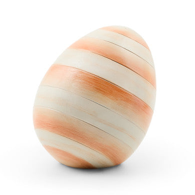 Handmade resin egg-shaped planter with a striped mini stripe pattern.