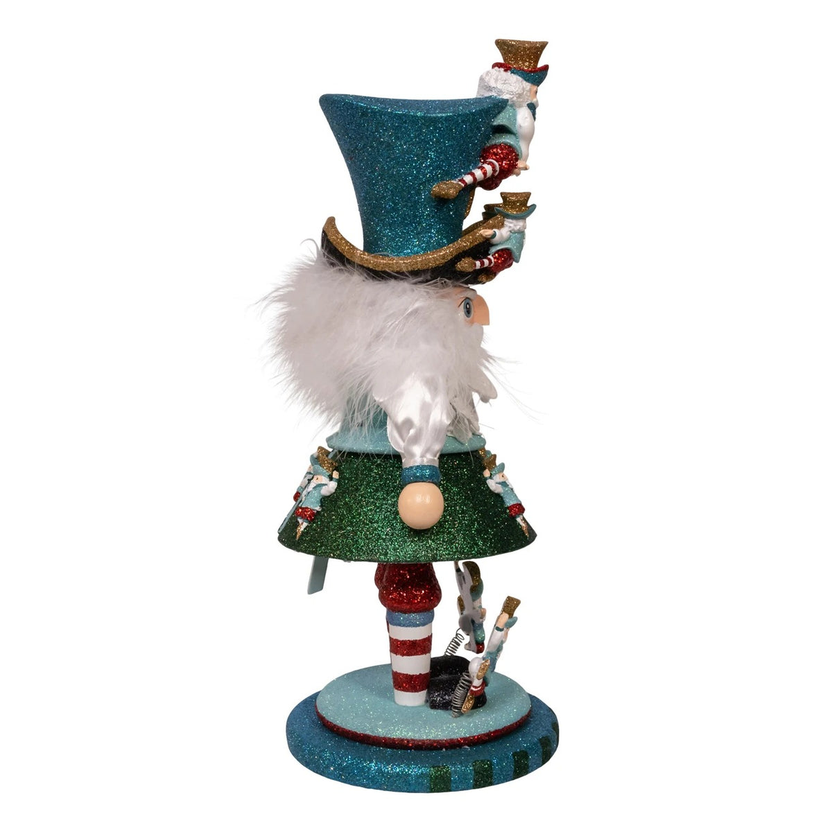 15-inch Hollywood Nutcrackers 10 Lords A Leaping nutcracker with glittery blue hat and green base.