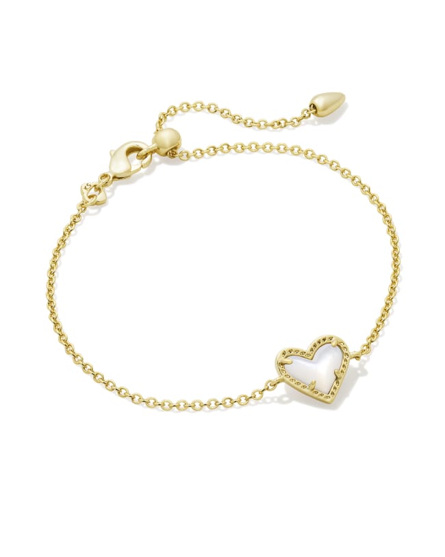 Ivory Mother-of-Pearl heart-shaped chain bracelet with adjustable closure