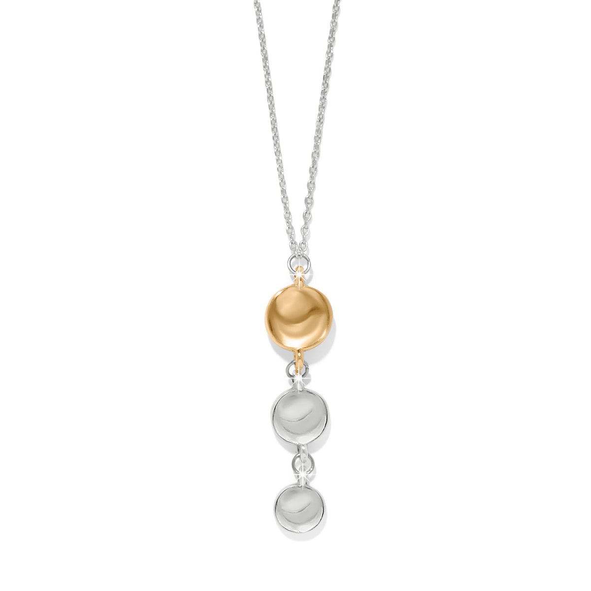 Silver-gold two-tone adjustable pendant necklace with lobster claw closure