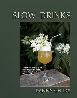 Slow Drinks book cover featuring botanical illustrations on a textured background.