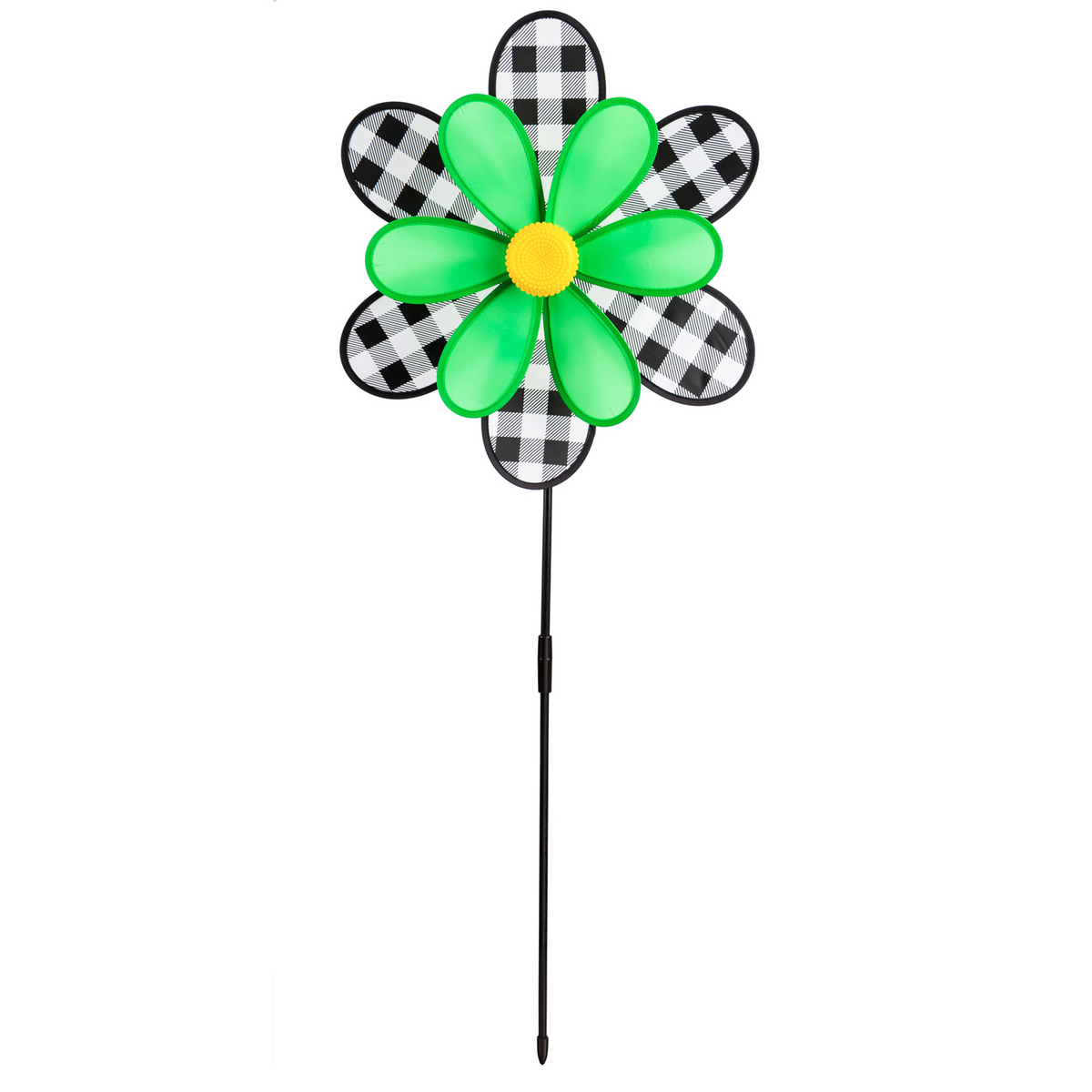 Flower Pinwheel Spinner wall decor in white with a colorful pinwheel pattern.