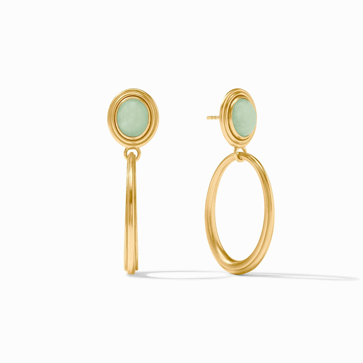 Portofino Statement Earring: 24K gold-plated post with jade stone drop