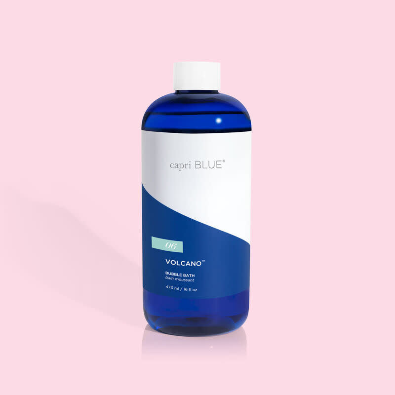 Volcano Bubble Bath in a clear bottle with watermelon pink liquid