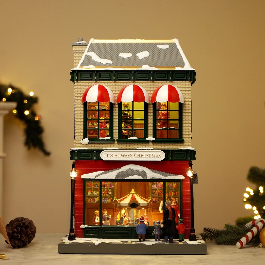 Animated vintage department store toy with musical features in cream-colored finish.