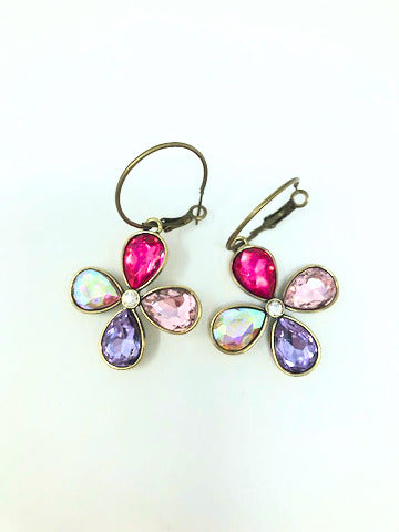 Multi Rhinestone Cross Fashion Hoop Earrings