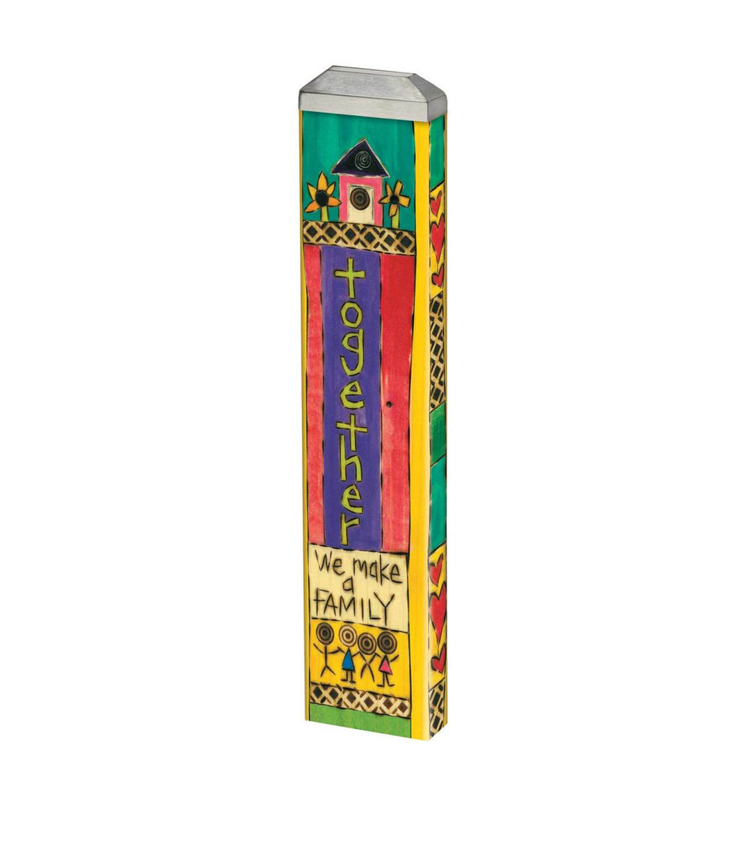 Mini art pole measuring 13 inches with a rectangular cross-section.