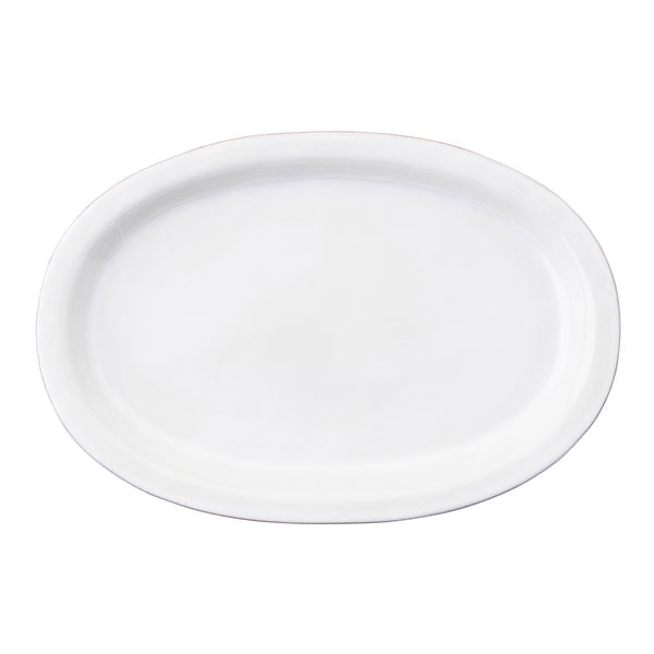 Puro Whitewash 16 inch oval ceramic platter in a clean white finish.