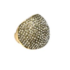 Silver pave cluster stretch ring with rhinestone embellishments