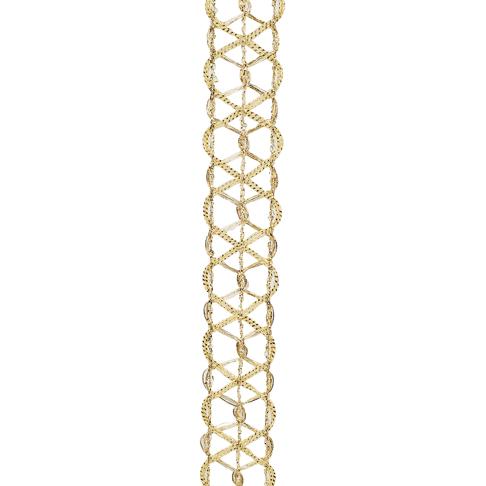 Gold Trim Lines Infiniti Metallic Ribbon with elegant linear detailing and shimmering accents.