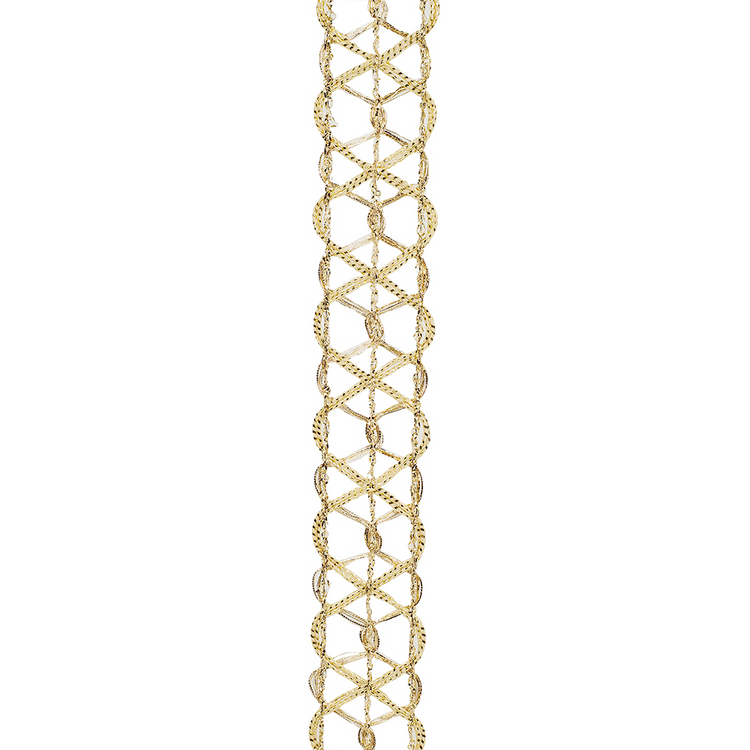 Gold Trim Lines Infiniti Metallic Ribbon with elegant linear detailing and shimmering accents.