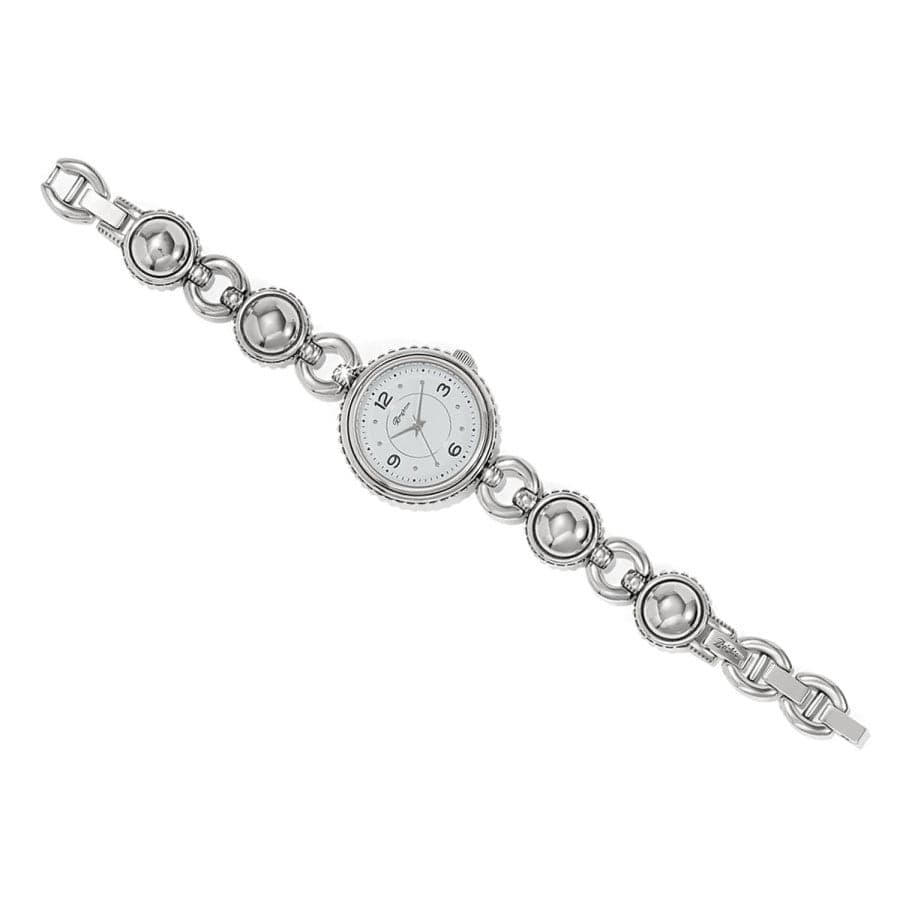 Portland Watch with a silver-plated link bracelet and a round white dial.
