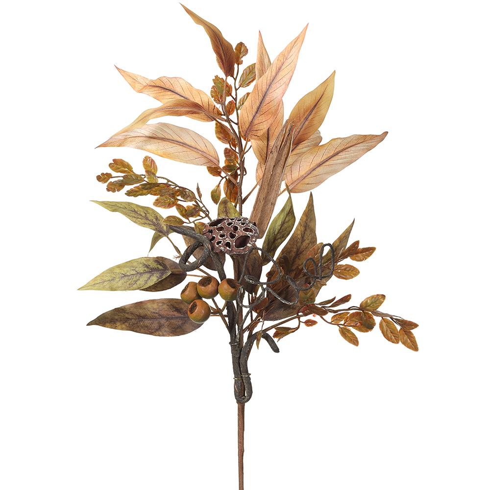 31" Lotus Pod/Eucalyptus Leaf Spray Tan Brown