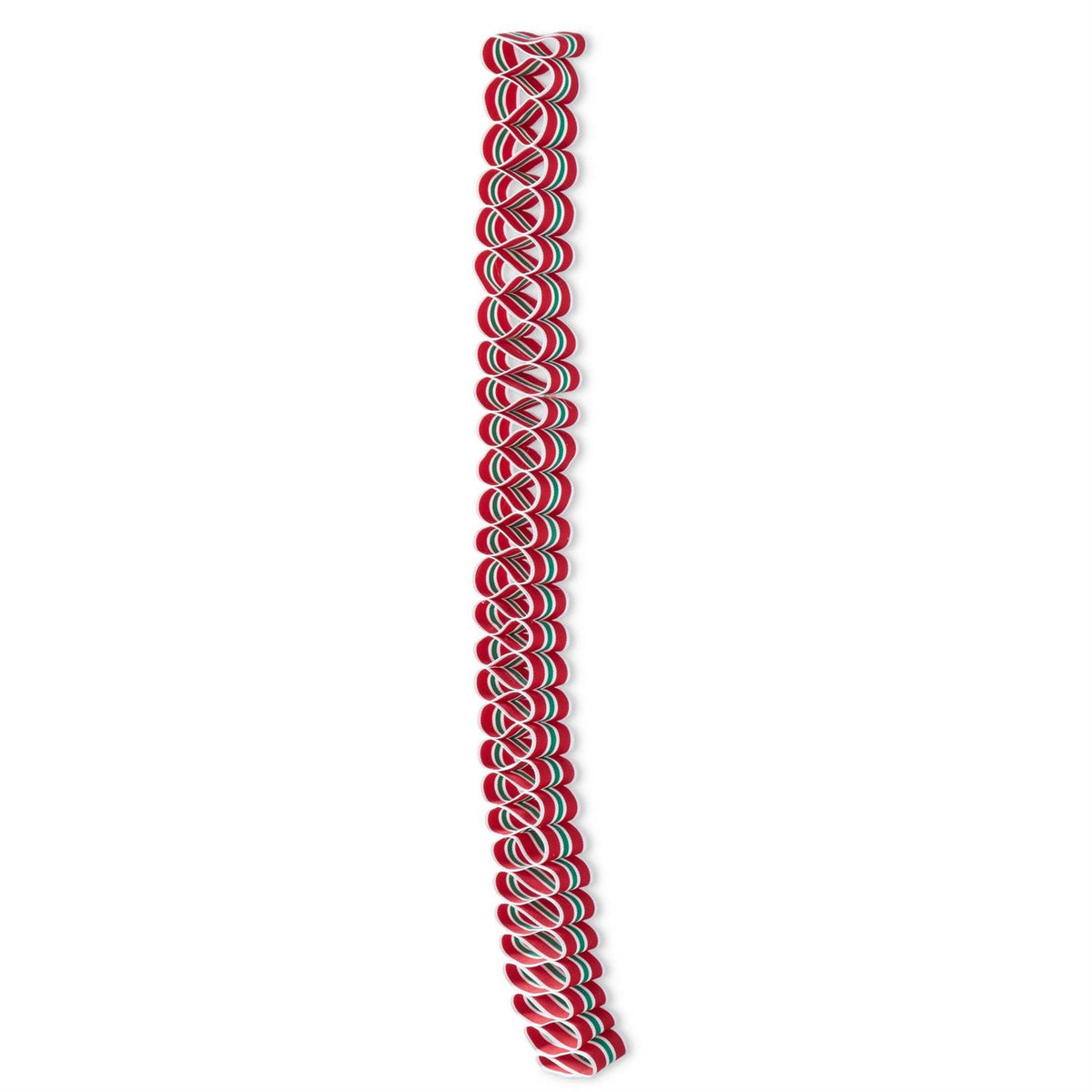 36-inch polyester ribbon candy garland in multicolor swirl pattern with scalloped edges