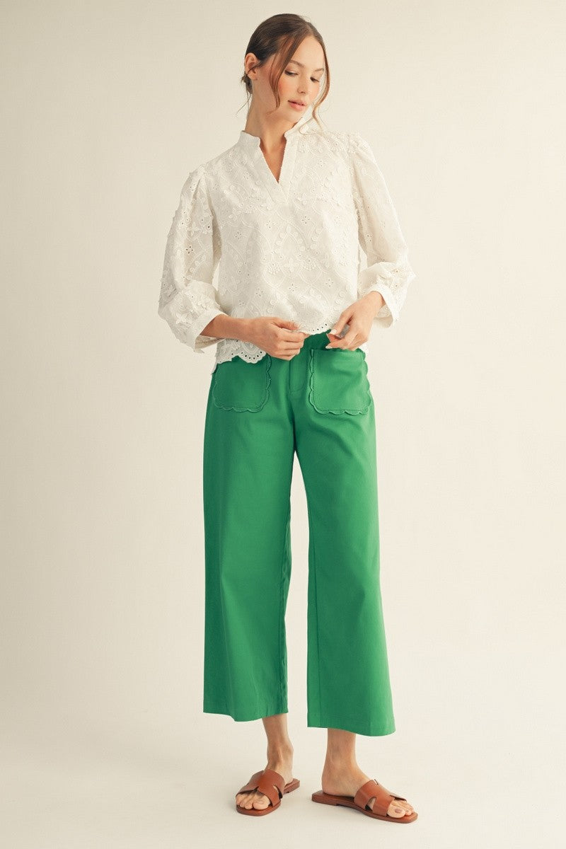 Ariana Scallop Hem 3D Lace Top