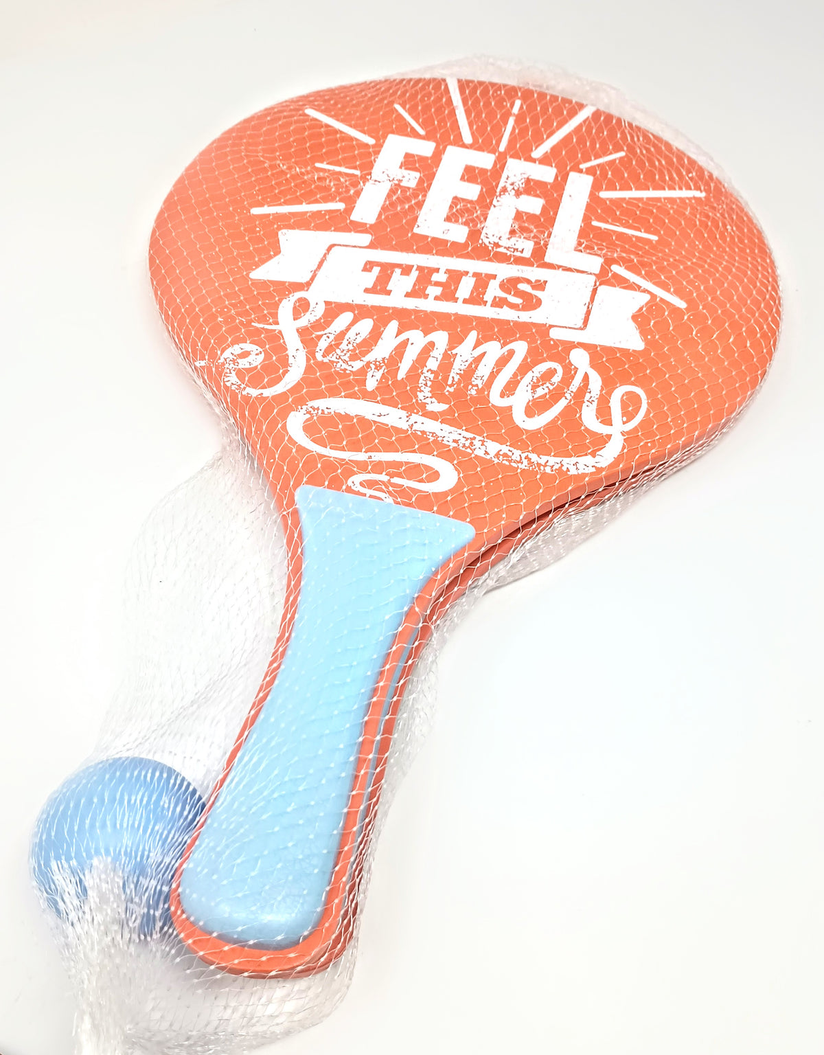 Beachball Summer inflatable ball with vibrant summer print on white background